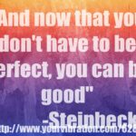 Now that You don't have to be perfect, You can be good... and alive